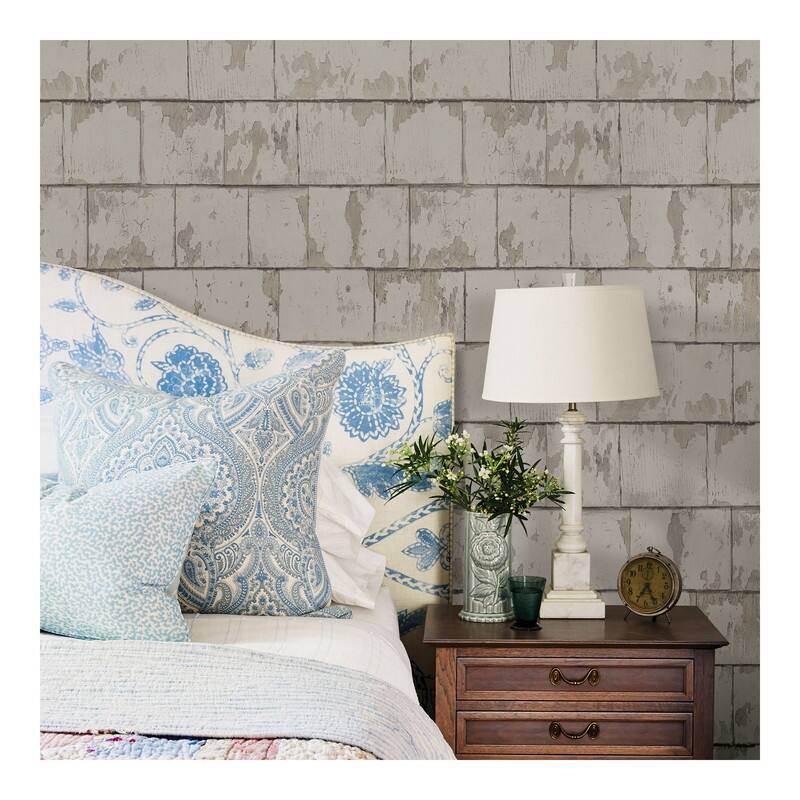 Chesapeake Clint Grey Weathered Wood Wallpaper - 20.5 x 396 x 0.025