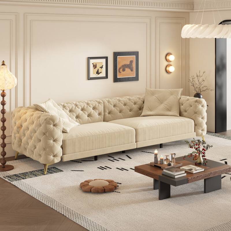 97.7" 3-in-1 Convertible Sleeper Sofa, Pull Out Sofa Bed with Ottoman, 4-Seater for Small Spaces & Apartments