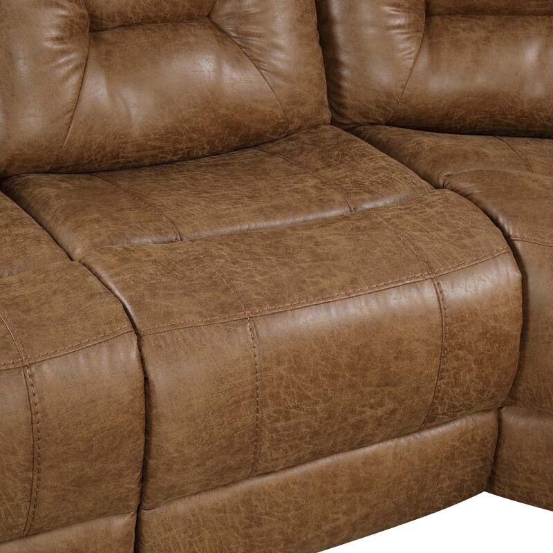Furniture of America Charlestly 2-Piece Brown Faux Leather Sectional and Recliner Set