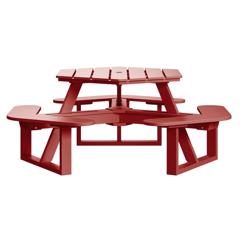 Shoreline Hexagon Picnic Table - Boathouse Red