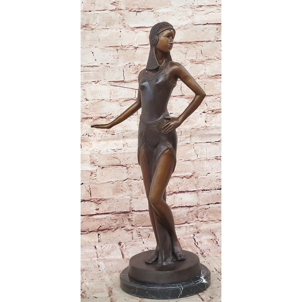 Art Deco Bronze Dancer Statue – Elegant Female Figure Sculpture