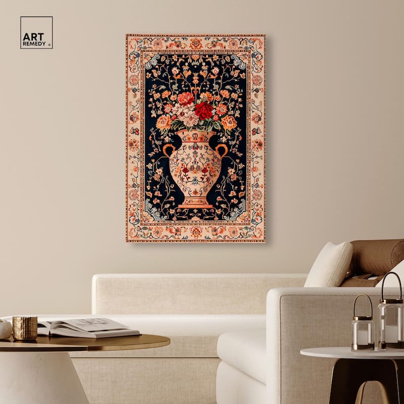 Persian Vase and Flowers Canvas by Art Remedy, Gallery Wrapped