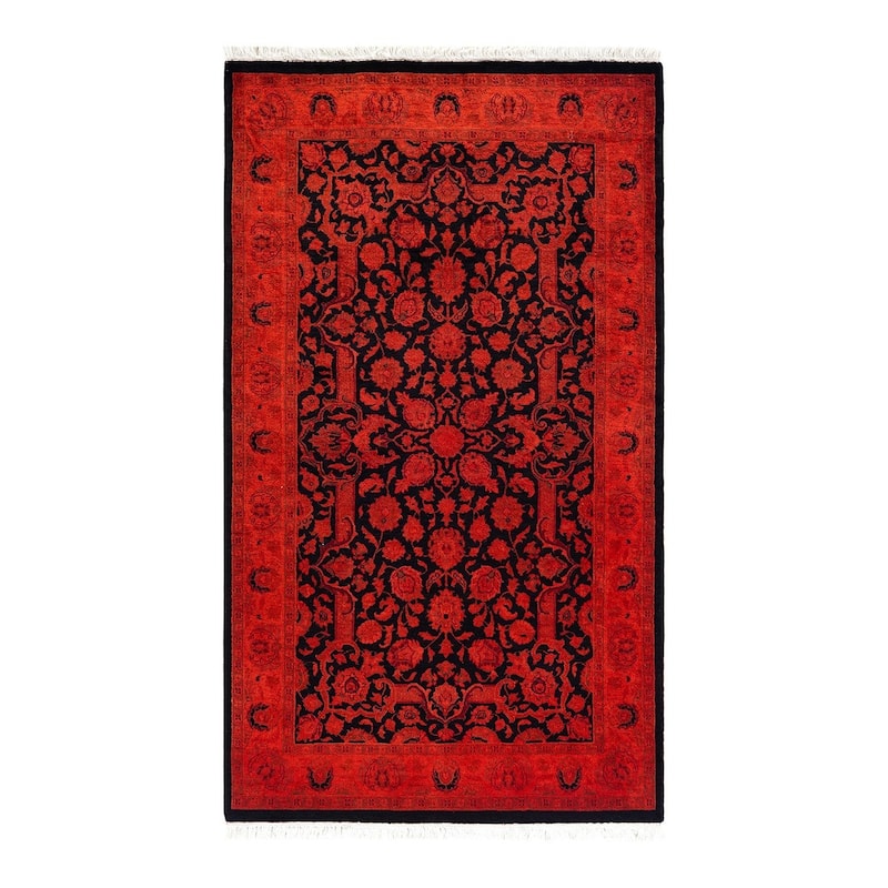 Overdyed, One-of-a-Kind Hand-Knotted Area Rug - Orange - 3' 1" x 5' 4"