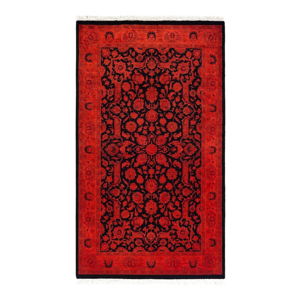 Overdyed, One-of-a-Kind Hand-Knotted Area Rug - Orange - 3' 1" x 5' 4"