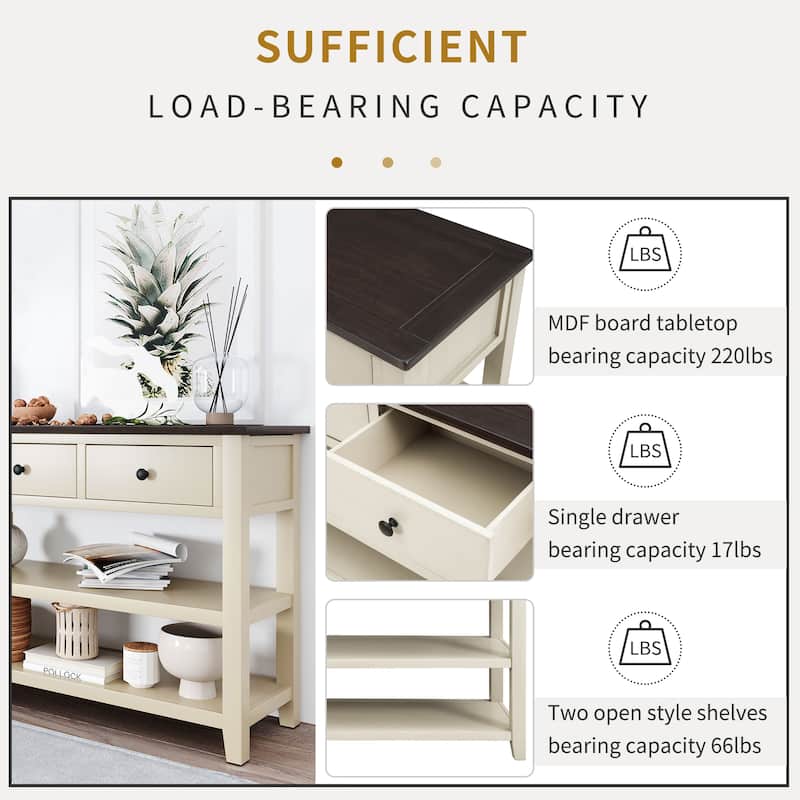 Console Table with Open Shelves