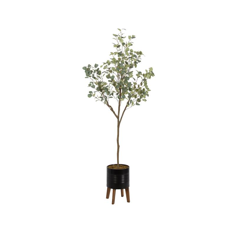 Kate and Laurel Eudora Faux Eucalyptus Tree - 6.5ft - Black/Rustic Brown