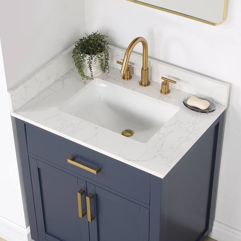 Altair Gavino Bath Vanity with Grain White Composite Stone Top, no Mirror
