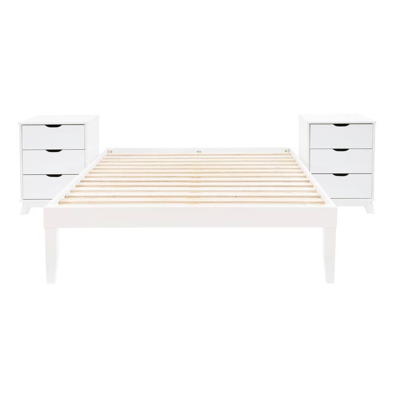 Purcell Bedroom 3-Piece Set with 3-Drawer Nightstands (Set of 2)