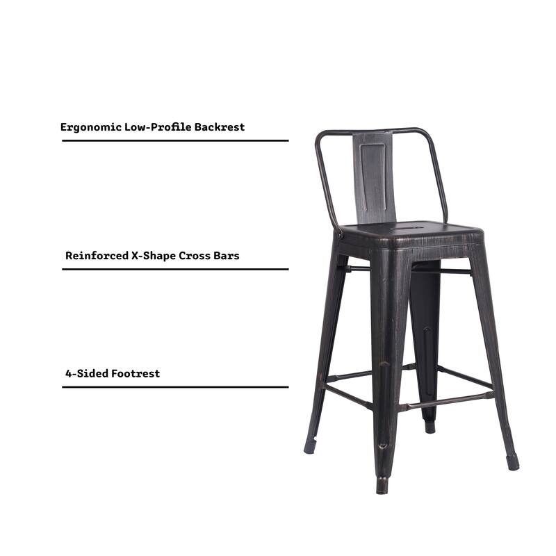 AC Pacific 24 Inch Metal Barstool Set of 2