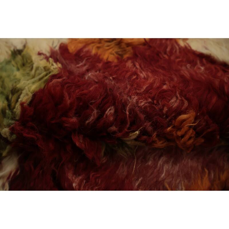 Hand Knotted Oriental 100% Wool Carpet Modern Tribal Red Moroccan Area Rug - 9' 8'' X 7' 1''