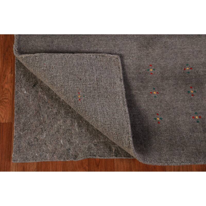 Hand Knotted Oriental 100% Wool Carpet Tribal Tribal Greys & Charcoal Gabbeh Area Rug - 10' 2'' X 8' 7''