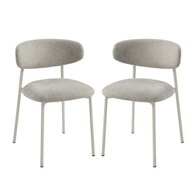 Set of 2 Upholstered Dining Chairs with Metal Leg in Light Gray Finish
