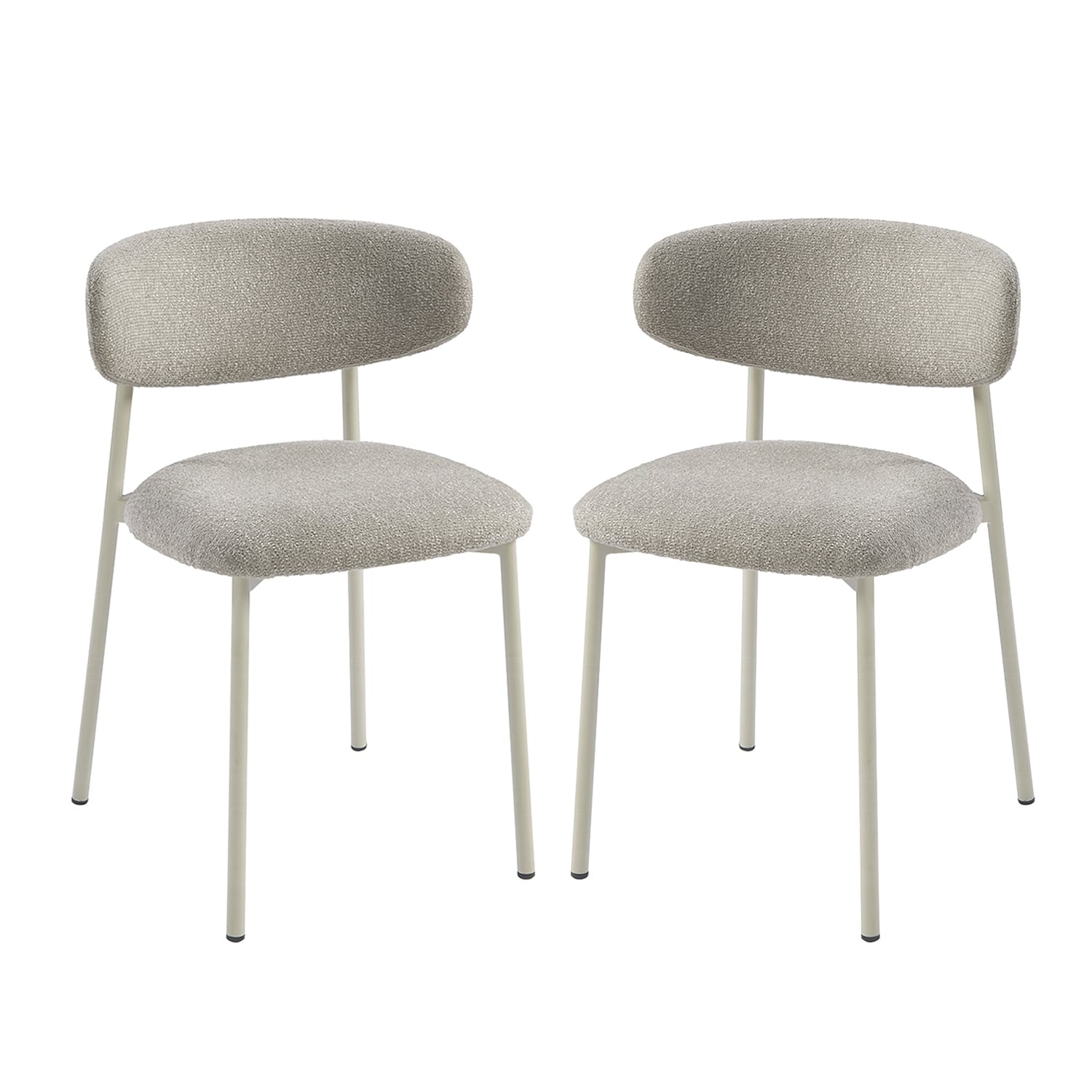 Set of 2 Upholstered Dining Chairs with Metal Leg in Light Gray Finish