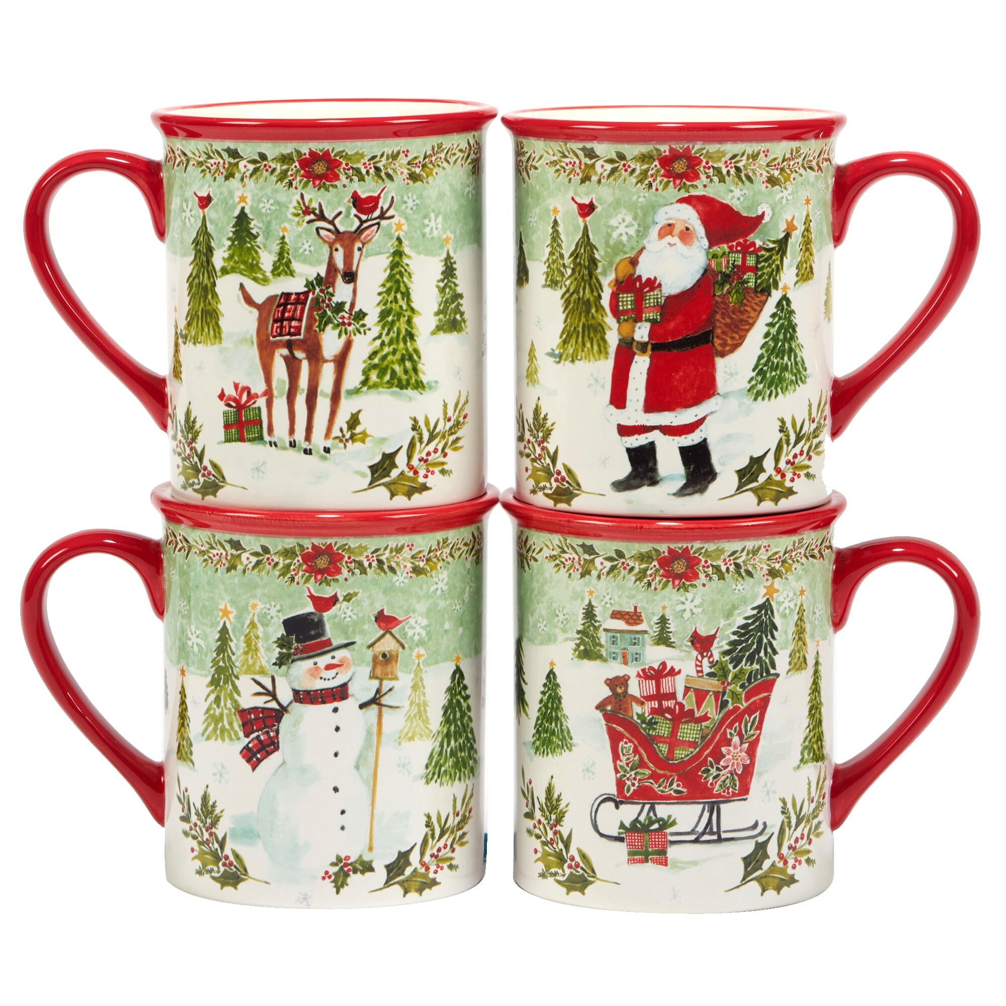 Certified International Joy of Christmas 16 oz. Mugs, Set of 4