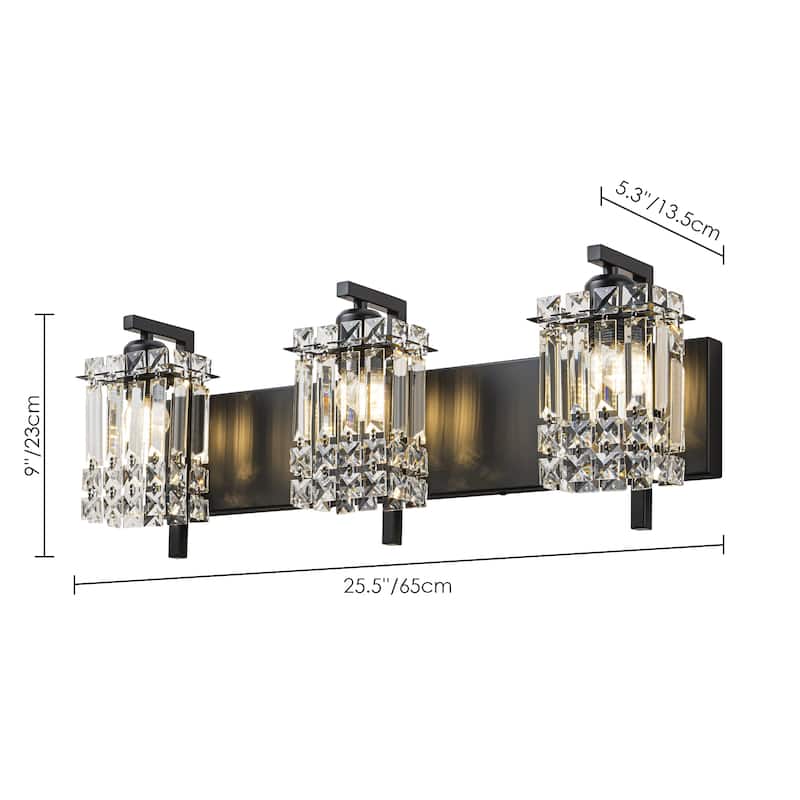 3-Light Modern Glam Crystal Bathroom Vanity Lights Wall Sconce Lighting for Mirror