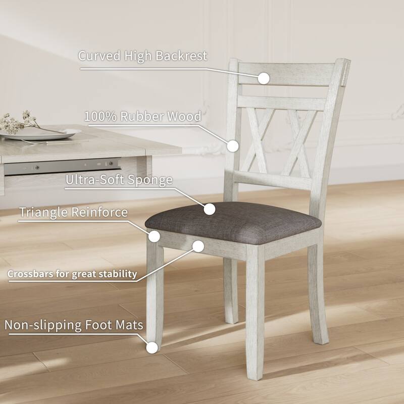 Javlergo Dining Table and Chairs Set for 4-6 Persons Extendable Kitchen Dining Room Table Set