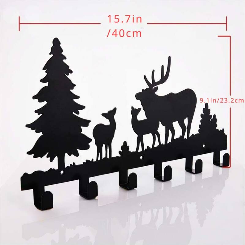 Wall-Mounted Metal Coat Hooks Moon Cloud Deer Decorative Rack - 15.7" x 9.1"