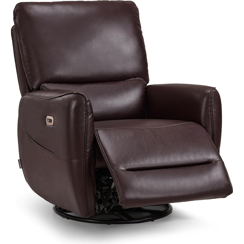 MCombo Power Swivel Rocker Recliner with Lumbar Support, Faux Leather Electric Nursery Glider Recliner Chair