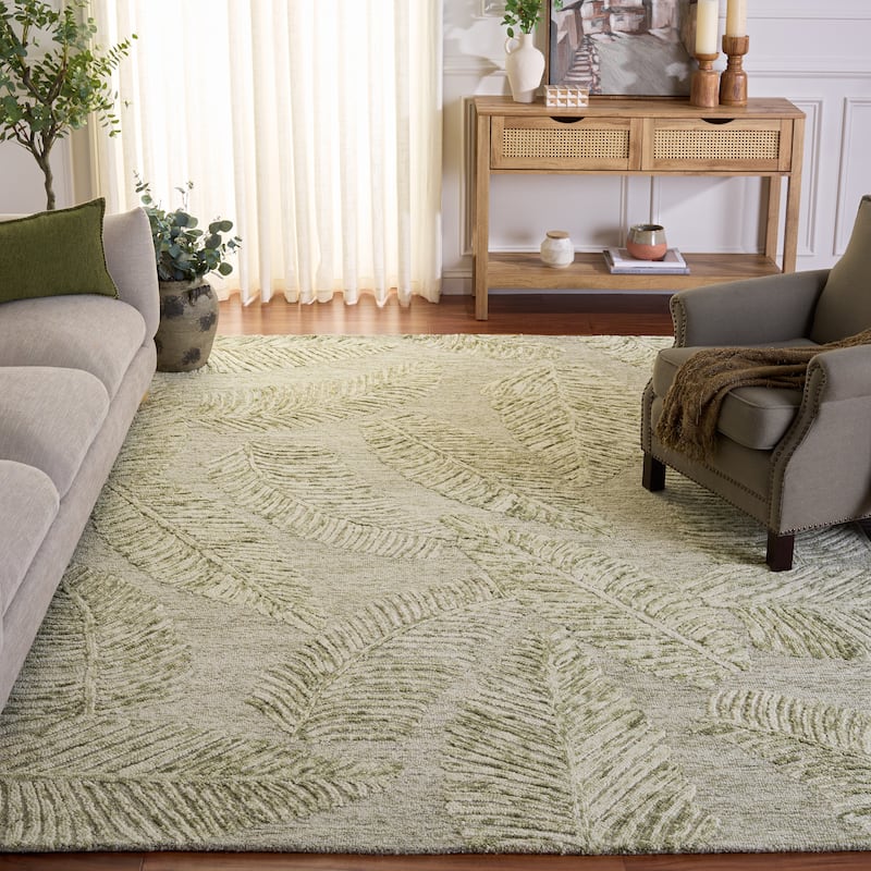 SAFAVIEH Hand-Tufted Jardin Grazia Patterned Wool Rug - Sage/Ivory - 8' x 10'
