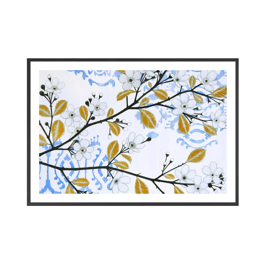 Ikat Cherry Blossom Framed Print Wall Art by Norman Wyatt Jr.