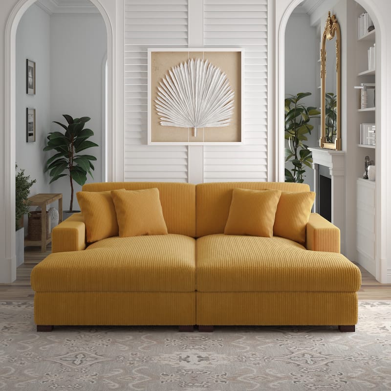 Corduroy Modular Couch Sectional Chaise Lounge Sofa