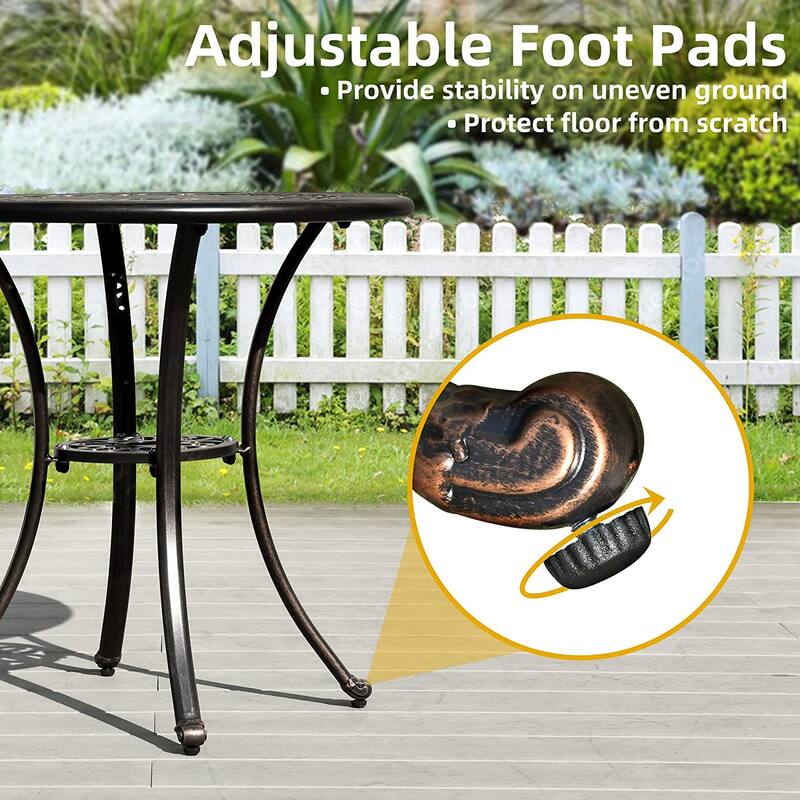 Demorian Cast Aluminum 25" Round Patio Dining Table Antique Bronze