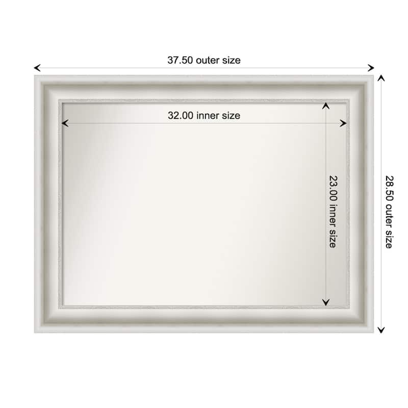 Parlor White Framed Non-Beveled Custom Wall Mirror, Bathroom Vanity Mirror - Outer Size: 37.5 x 28.5