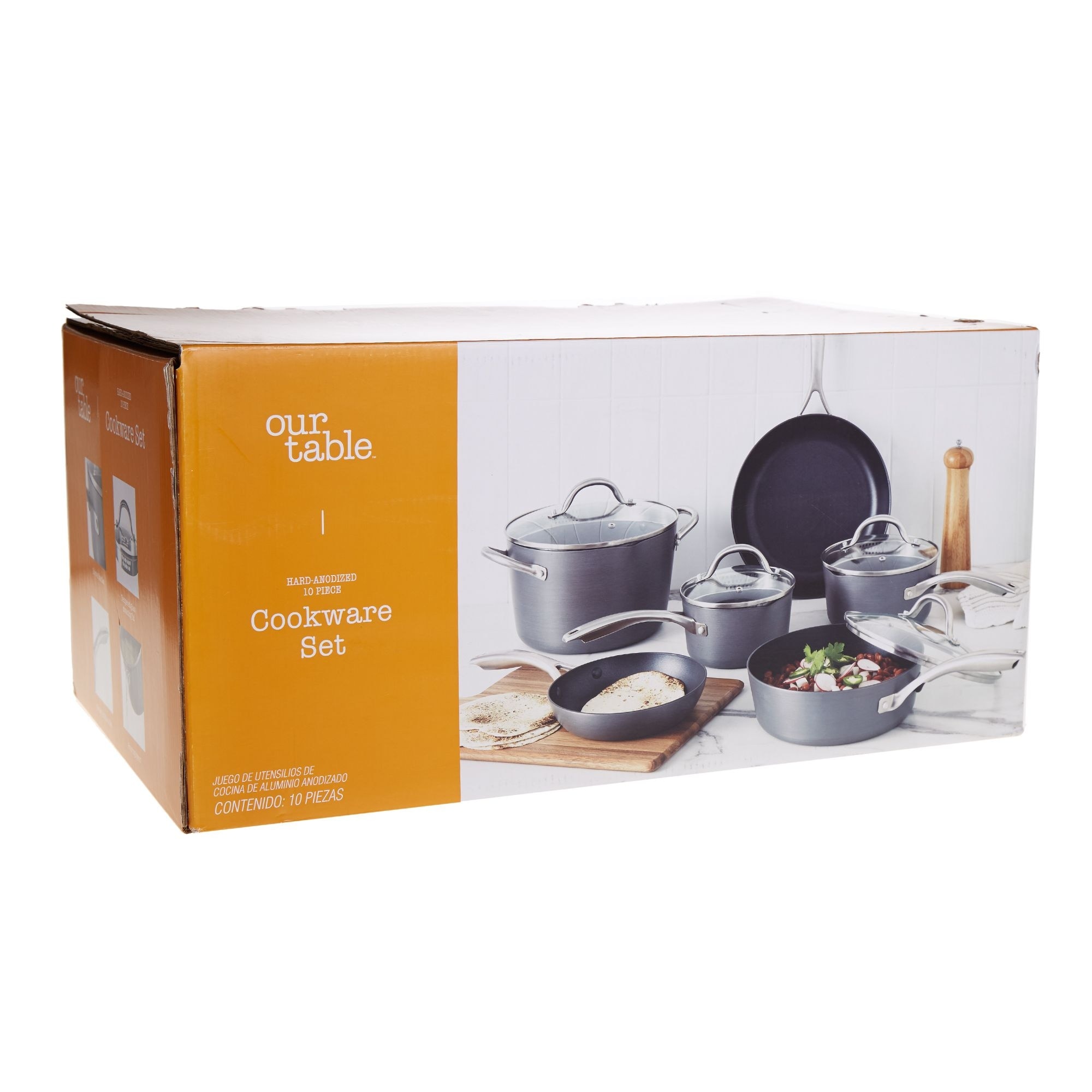 Our Table Nonstick Hard-Anodized Aluminum 10-Piece Cookware Set - Bed Bath  & Beyond - 34498372