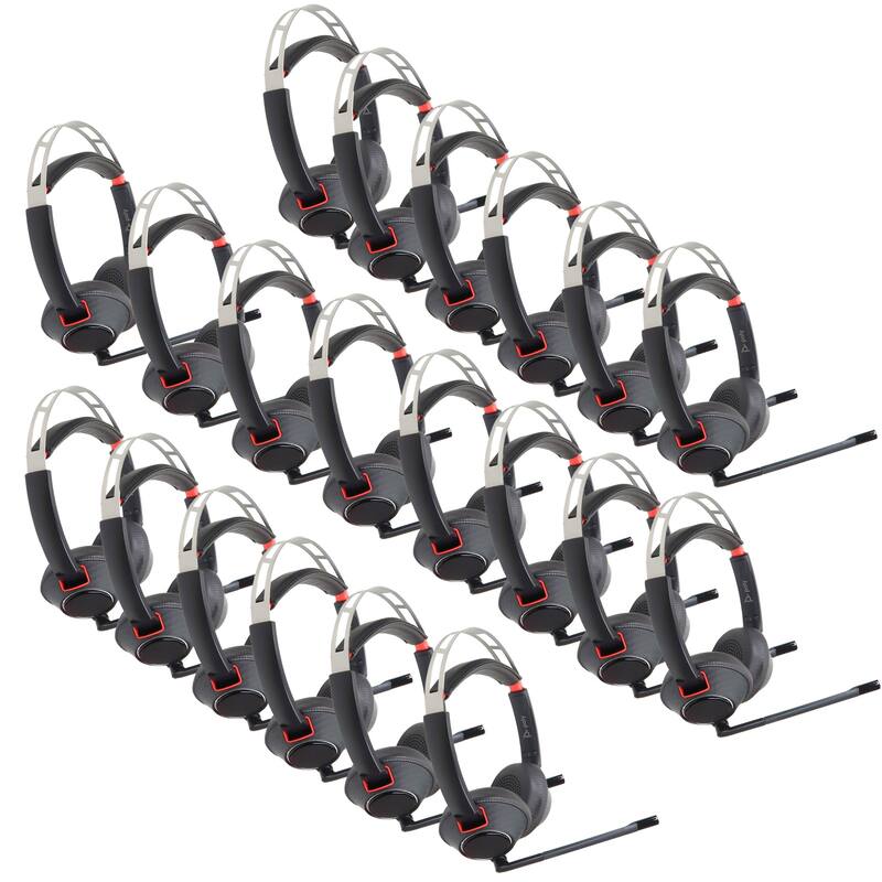 20x Poly Blackwire 5220 Stereo Wired Headset, Dual Ear Computer Headset with Boom Mic, USB-A, 3.5mm - Black