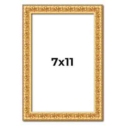 7x11 Frame Gold Real Wood Picture Frame Width 1 inches | Interior