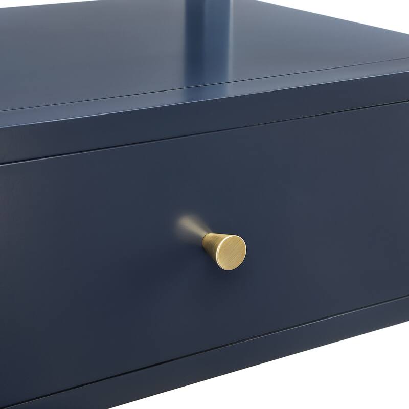 Modern Nightstand with Drawer and Floating Shelf Tapered Legs Design