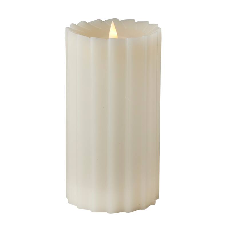 Sutton Fluted Motion Flameless Candle 4x8 Ivory