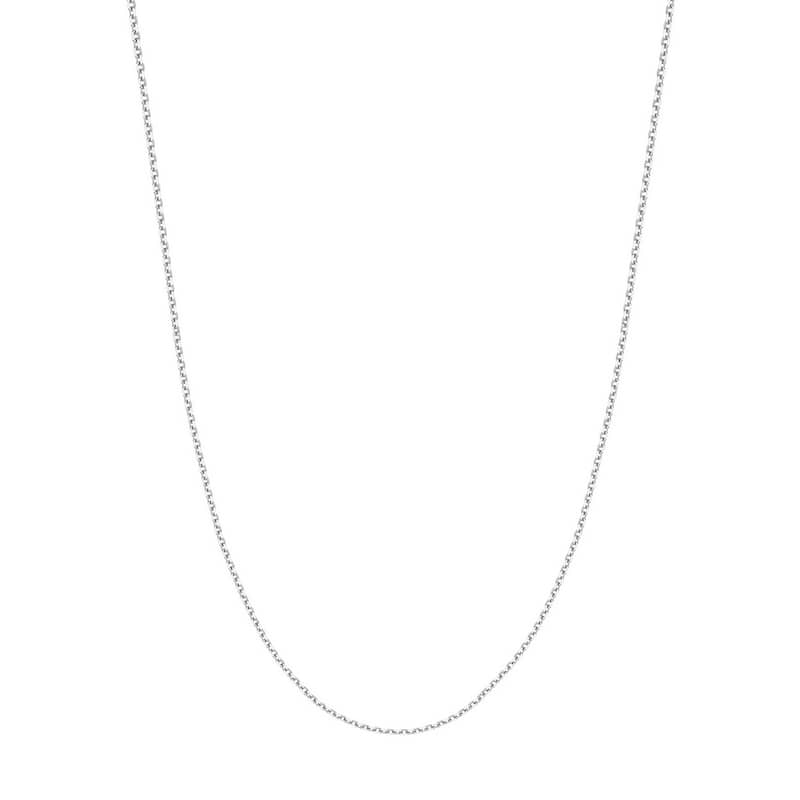 Curata 14k White Gold 1.5mm Diamond Cut Cable Chain Necklace (Lobster)