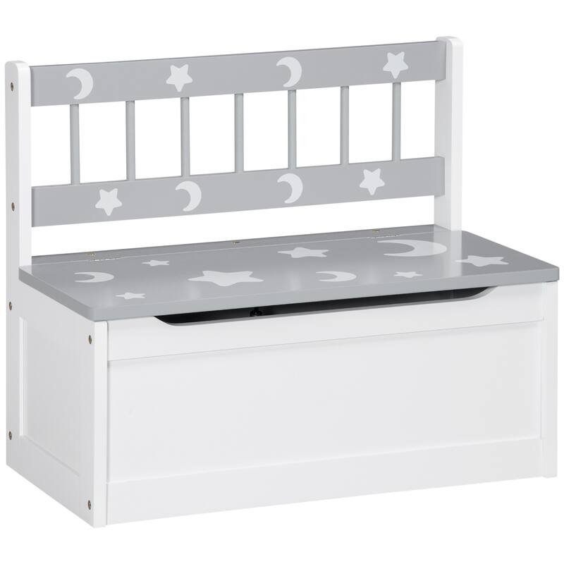 Qaba Toddler Toy Box Storage Bench with Large 27 L Interior, Kids Storage Bench Seat