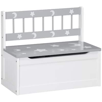 Qaba Toddler Toy Box Storage Bench with Large 27 L Interior, Kids Storage Bench Seat