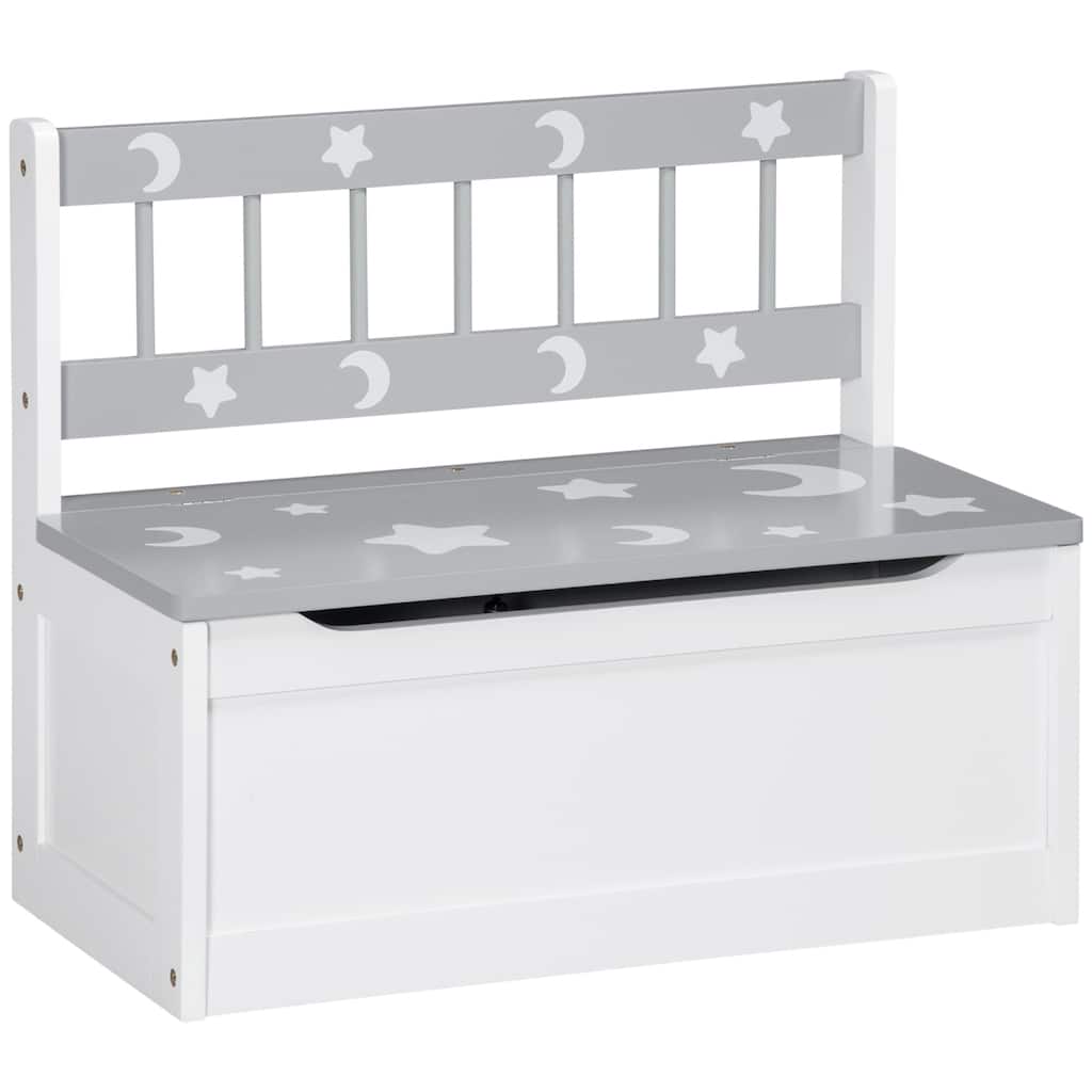 Qaba Toddler Toy Box Storage Bench with Large 27 L Interior, Kids Storage Bench Seat