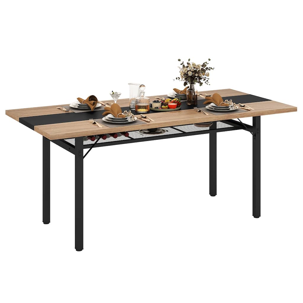 Gymax 71'' Long Large Wood Dinner Table 6 FT Dining Table w/