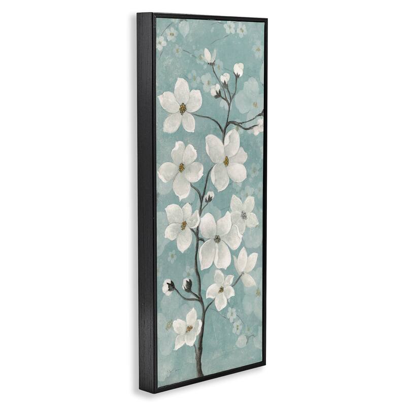 Stupell Apple Blossom on Green Framed Giclee Art Design By Janet Tava
