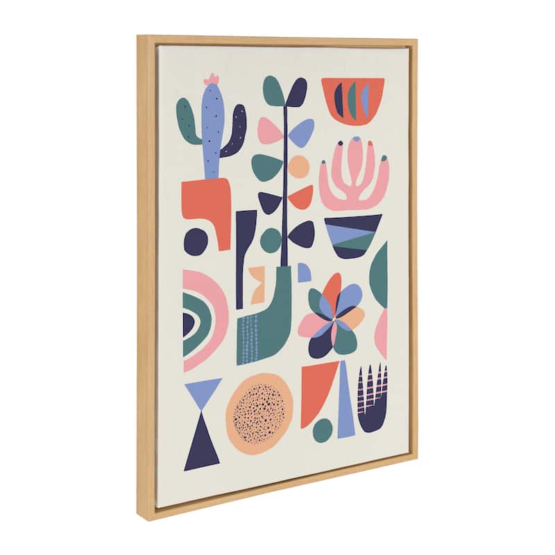Kate and Laurel Sylvie Mid-Century Succulents Canvas By Rachel Lee