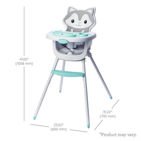 dimension image slide 3 of 5, 4-in-1 Convertible High Chair, Fox-Theme, Space-Saving Design, Booster and Toddler Chair for Infants & Toddlers 3M-36M