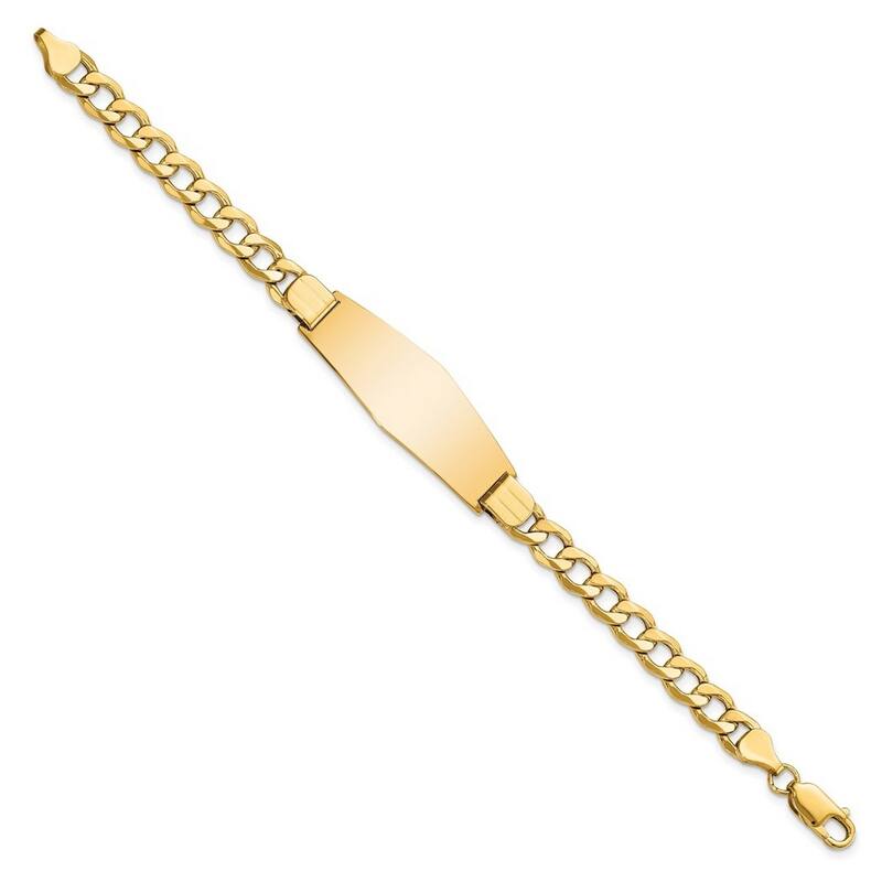 Curata 14k Engravable Semi solsoft Diamond Shape ID Curb Link Soft Diamond Shape Id Bracelet