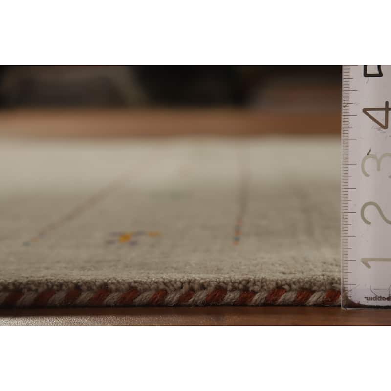 Hand Knotted Oriental 100% Wool Carpet Tribal Tribal Green Gabbeh Area Rug - 6' 6'' X 4' 7''