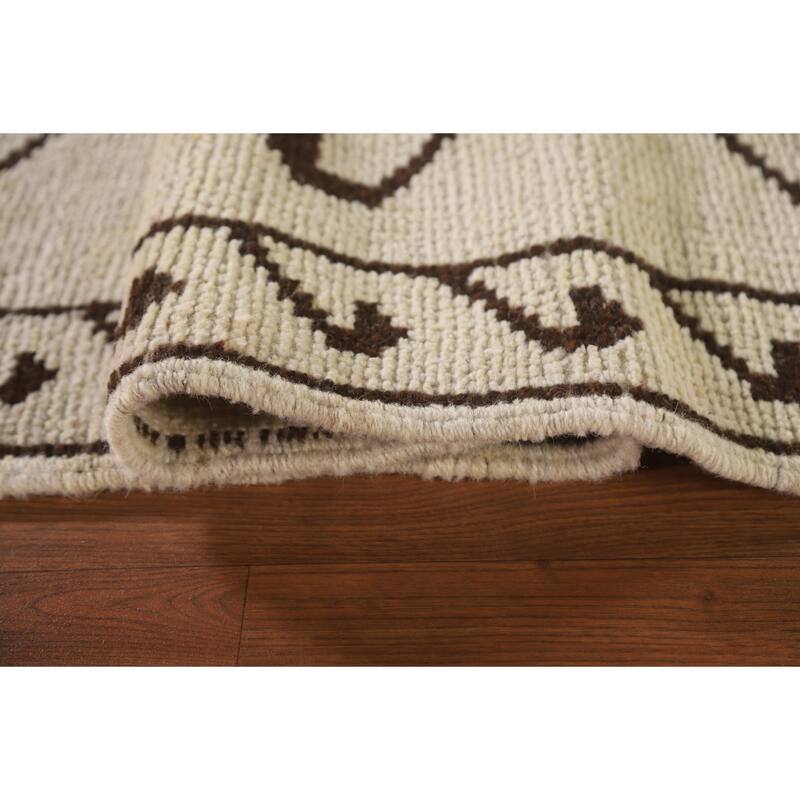 Natural Dye Beige Tribal Anatolian Runner Rug Handmade Wool Carpet - 3'6"x 11'4"