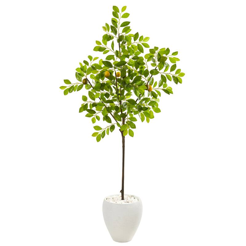 Artificial Lemon Tree 54In Indoor Outdoor Decor Sand Planter - Green - 31-40 Inches
