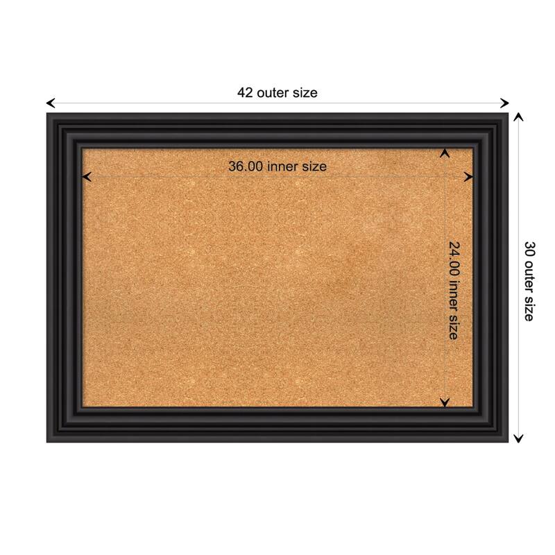 Colonial Black Framed Natural Corkboard Bulletin Board - Board Size 36x24
