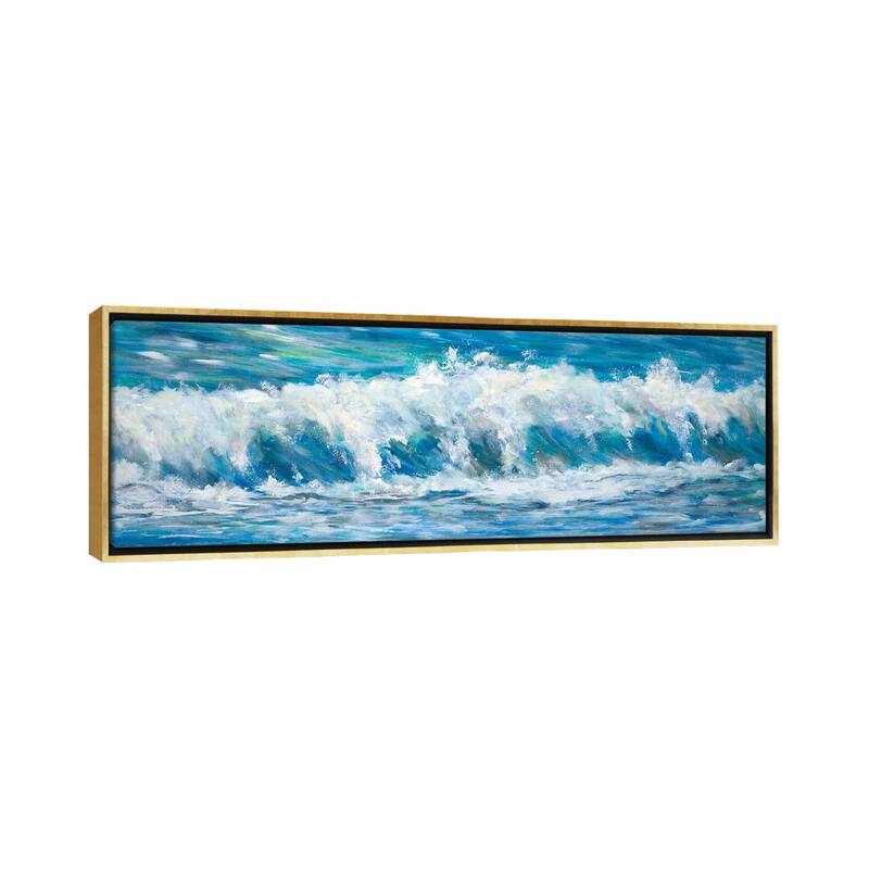 iCanvas "Big Ocean Waves" by Julie Derice Framed Canvas Print - 12x36 - Gold