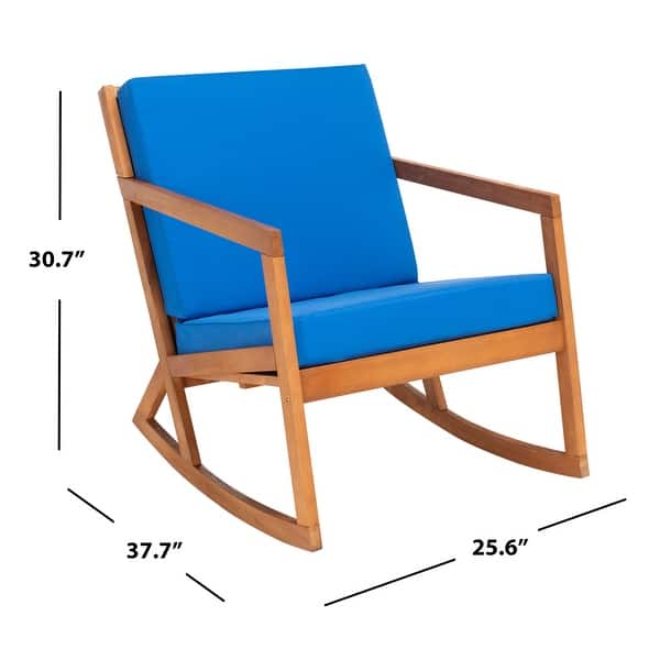 dimension image slide 3 of 6, SAFAVIEH Outdoor Patio Furniture Vernon Rocking Chair w/ Cushion - 25.6" W x 37.7" D x 30.7" H