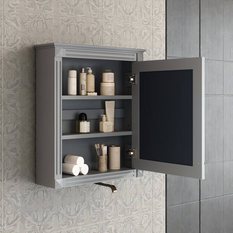 24" Wall Mounted Bathroom Storage Cabinet with Mirror, Over the Toilet Space Saver Medicine Cabinet
