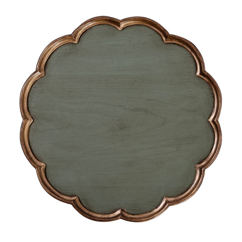 Dansby 20 in. W Round Wood Scalloped Edge Pedestal Side Table