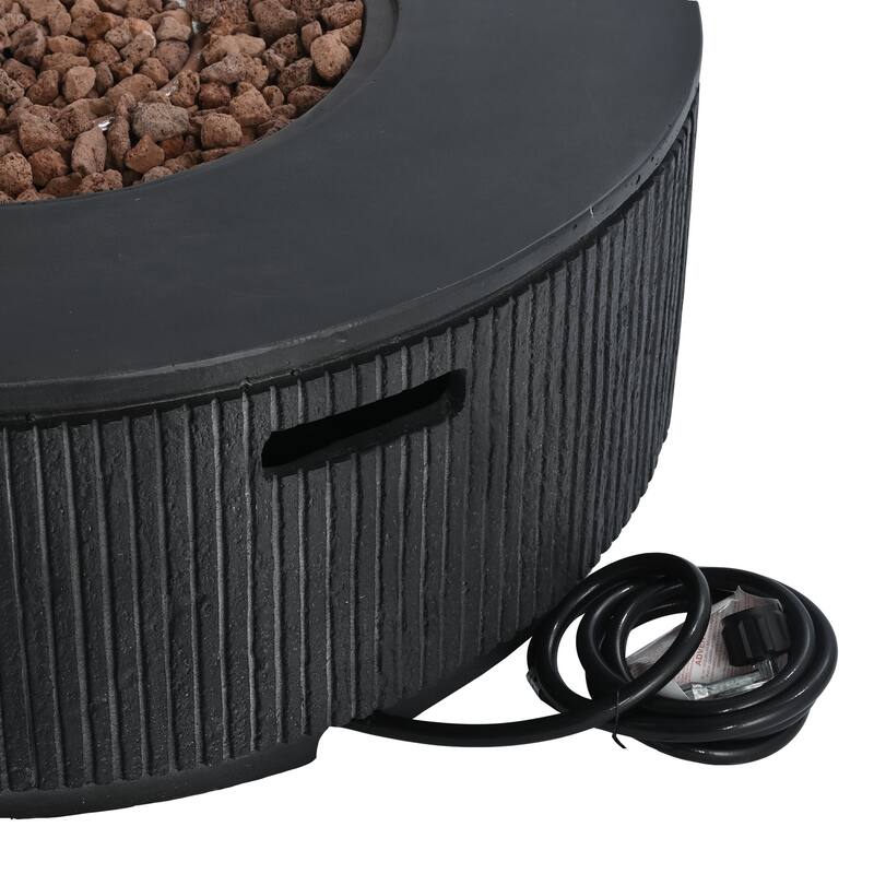 38.19" Propane Outdoor Fire Pit with Vertical Stripe Design, 50000 BTU Round Fire Pit Table with Steel Burner, Flame Control